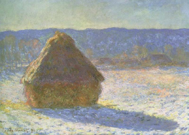 Claude Monet haystack in the morning,snow effect France oil painting art